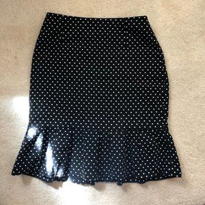 WHITE/BLACK polka dot flippy pencil skirt